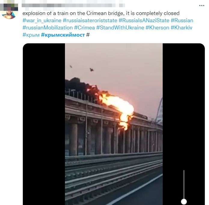 現場目擊者以手機拍下運油列車猛烈燃燒狀況。翻攝自推特