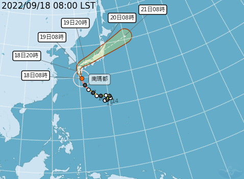 颱風南瑪都對台無直接影響,但仍要留意沿海長浪。氣象局提供