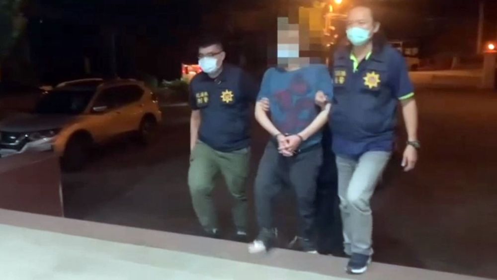 蔡嫌刻意變裝、剃光頭躲避查緝仍被掌握行蹤乖乖就範。警方提供