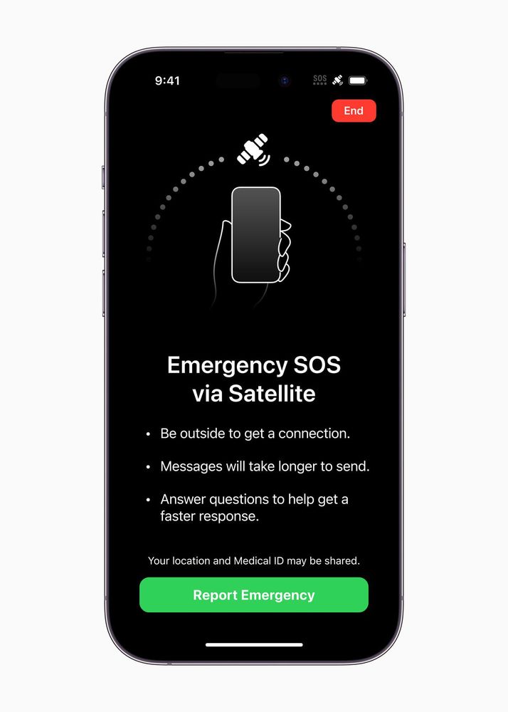衛星連接 SOS 功能先開放美加地區使用。取自 Apple