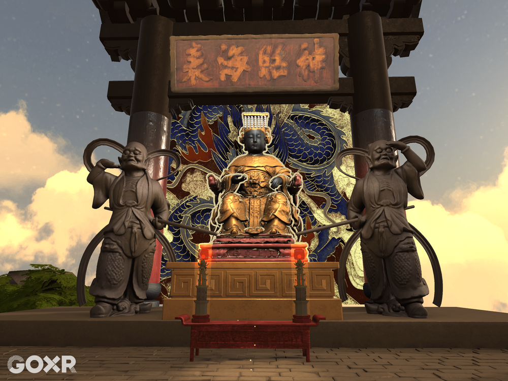 栩栩如生的美術設計，將北港朝天宮搬上元宇宙平台。螢幕截圖