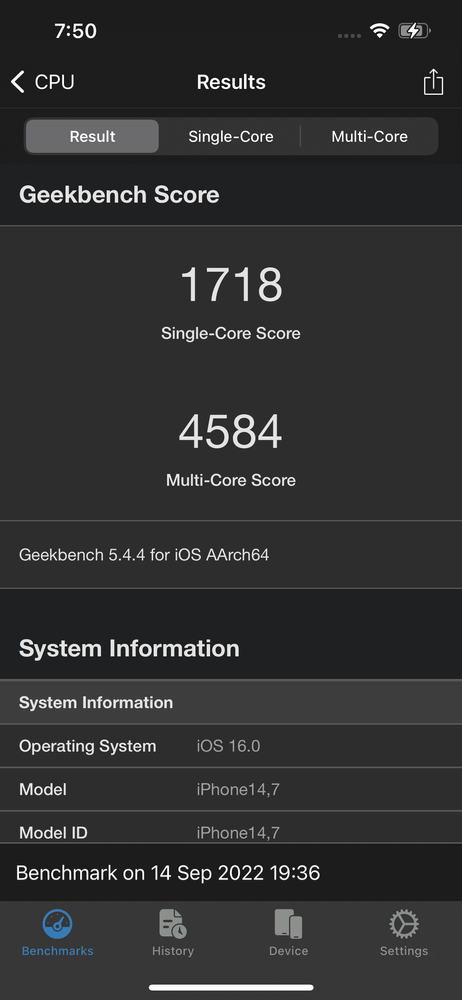 《Geekbench 5》跑分。螢幕截圖