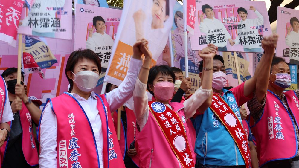 盧秀燕力拚國民黨台中市東南區第3席議員，喊出「搶救林霈涵」口號。鮮明攝