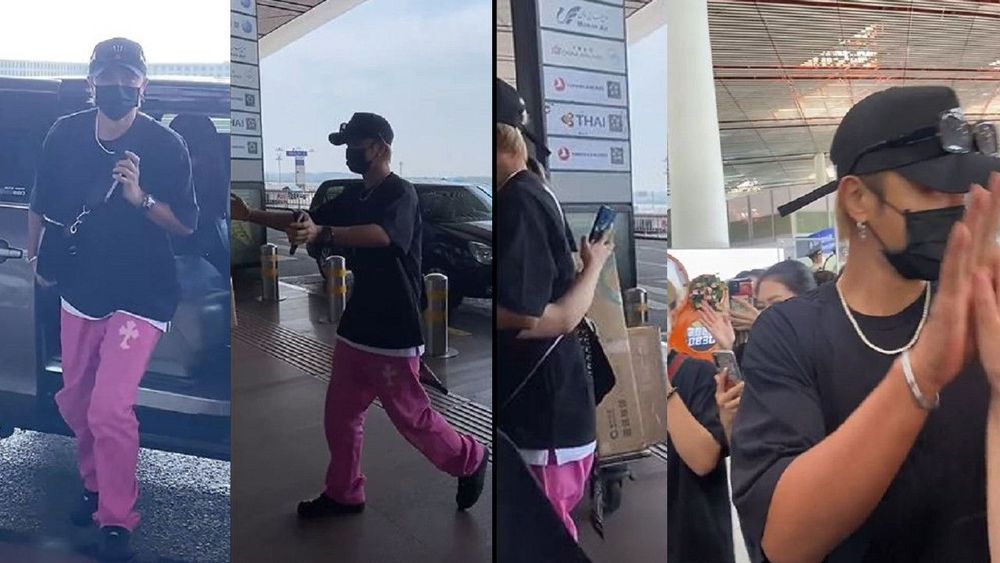 羅志祥抵達北京機場看到大批粉絲等候,開心送上大擁抱,之後一一擊掌道別。翻攝微博