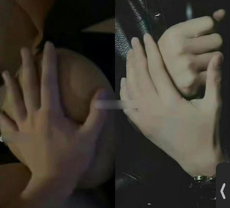 網友比對性愛片男主角（左）和李易峰的手部特寫（右）。