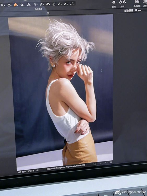 Angelababy這短髮造型令人眼睛一亮。翻攝angelababy 微博