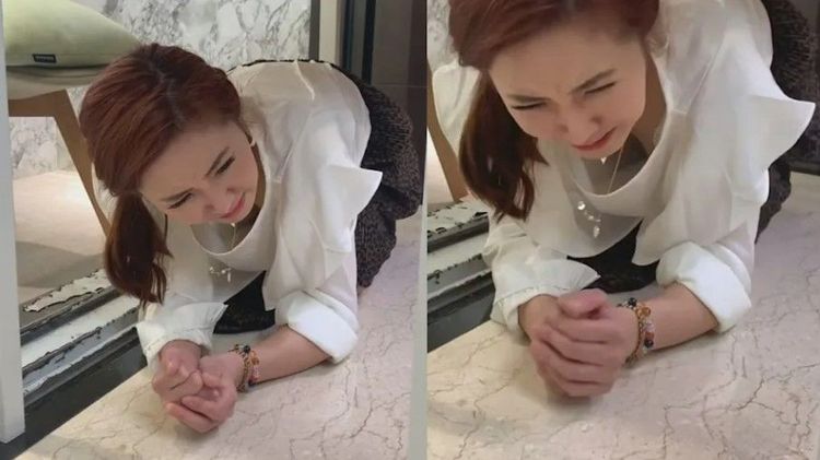 謝忻當年害怕地震的畫面，還讓網友們猜測是否走光了。翻攝謝忻臉書