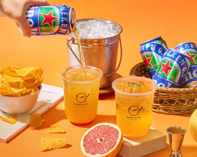 9/9-9/11於功夫茶門市購買1杯新品柚見海尼根0.0，即可免費獲得1杯四季春青茶。業者提供
