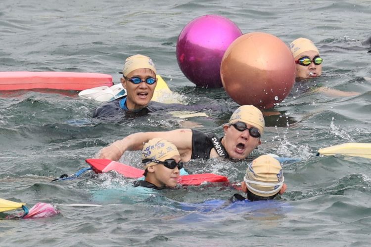 前總統馬英九前年2時3分完成挑戰，今年卻花了2時50分。南投縣府提供