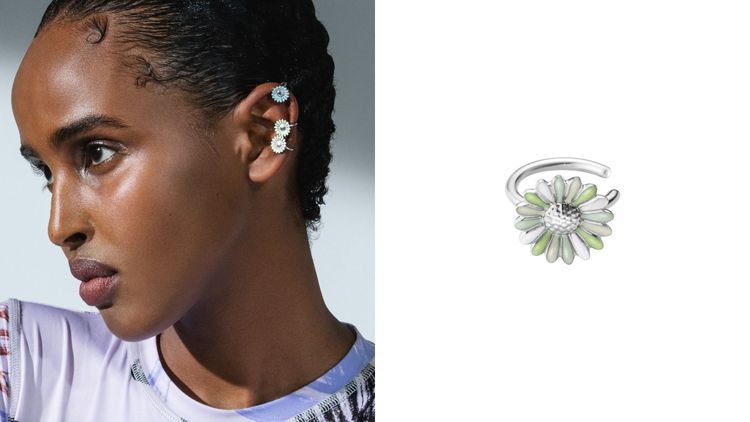GEORG JENSEN Daisy系列銀質琺瑯耳扣，2600元。品牌提供