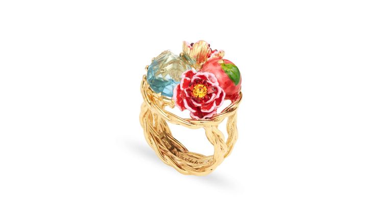托斯卡尼葡萄園系列桃子水晶戒指，6400元。品牌提供