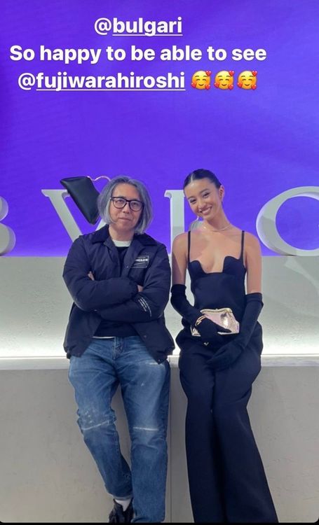 木村光希（右）在寶格麗2023春夏配件派對上與潮流大師藤原浩合照。翻攝koki IG