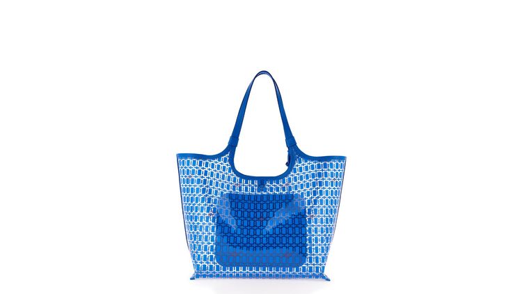 Grand Vivier PVC藍色皮革提把托特包，5萬2000元。品牌提供