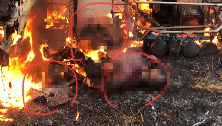 三名工人變成焦屍。讀者提供