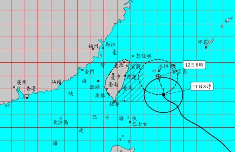 梅花颱風上午8:30發布海警。中央氣象局提供