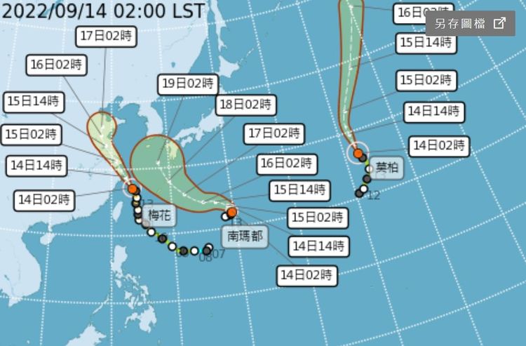 海面上3颱共舞。中央氣象局提供