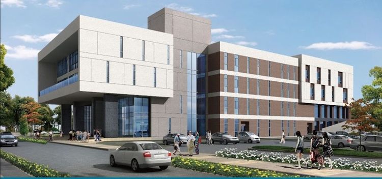 「震大金鬱金香酒店」位於台中梧棲區之「震大園區」內，開幕後將成為台中海線唯一國際星級品牌連鎖酒店。翻攝震大金鬱金香酒店官網