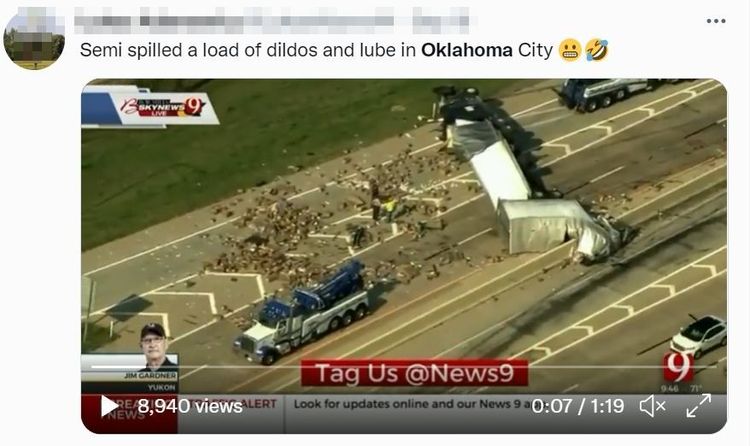 網友轉傳當地媒體「News 9」的空拍採訪畫面。翻攝自推特