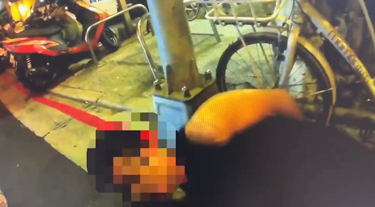 警方壓制逃逸移工。翻攝畫面