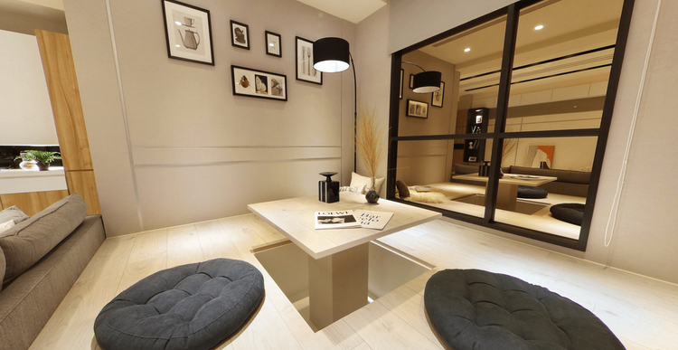 青福街坐落土城暫緩重劃區範圍，坐享地段條件自然吸引購屋族青睞，近年推案普遍流行中小坪數，訴求對象是首購或30歲左右的年輕族群，圖為悅峰I home樣品屋。翻攝售屋平台