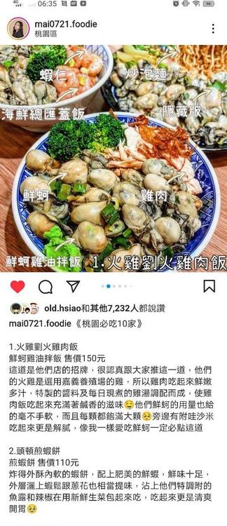美食網紅「玫吃貨日常」在IG上分享桃園10家口袋名單。翻攝《mai0721.foodie》的IG