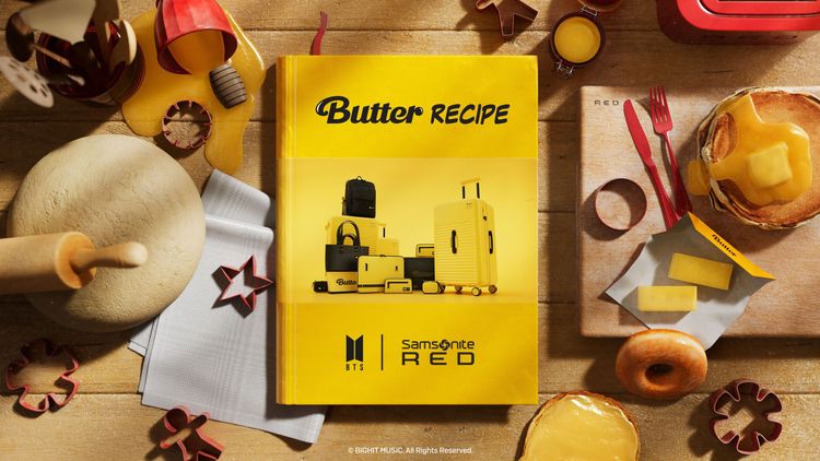 Samsonite RED Ｘ ‘BTS Butter’聯名箱包系列，設計靈感皆來自BTS防彈少年團大熱歌曲《Butter》。品牌提供