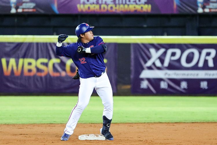 台灣U23曾頌恩擊出1分打點二壘打。  中華棒協提供