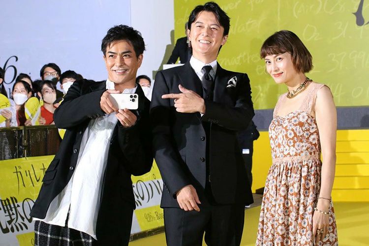 北村一輝(左起)、 福山雅治、 柴崎幸再度同台，讓粉絲開心不已。翻攝thetv.jp