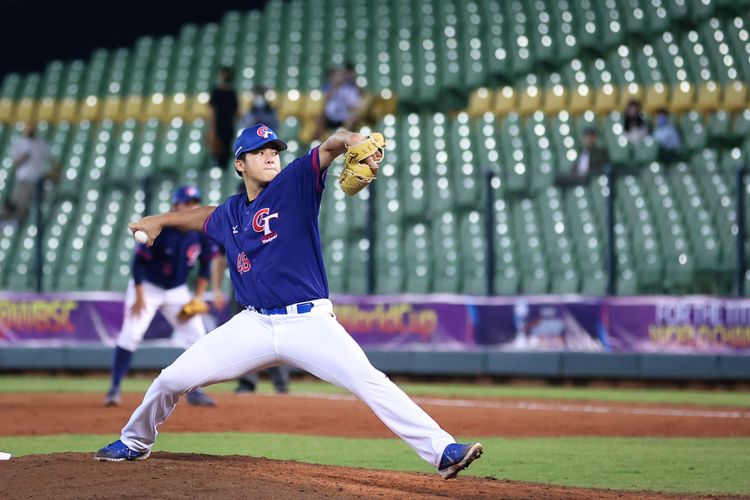 旅美投手莊陳仲敖對日本後援2局飆4K。  中華棒協提供