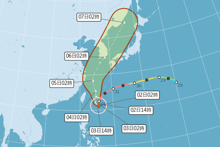 颱風路徑。中央氣象局提供