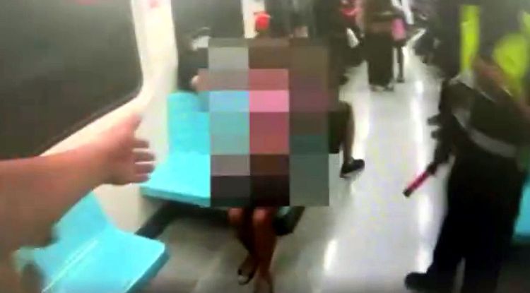 王女拒戴口罩搭乘捷運，還嗆「奴隸才要戴口罩」。翻攝畫面