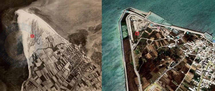 從蔡繼振老師的回憶以及吳令丞老師利用中研院台灣早期舊航照網站判讀，劉文珍以及其夫人合葬之墓，約略位於今日媽祖銅像西南方150公尺左右位置。許玉河提供