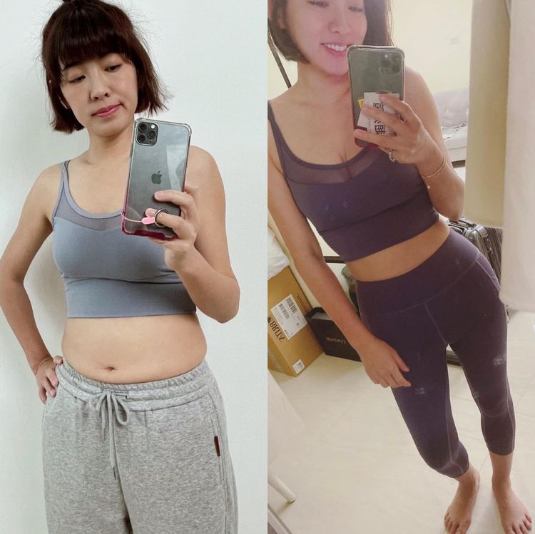 米可白曾貼出之前和現在身材的差異。翻攝自米可白臉書