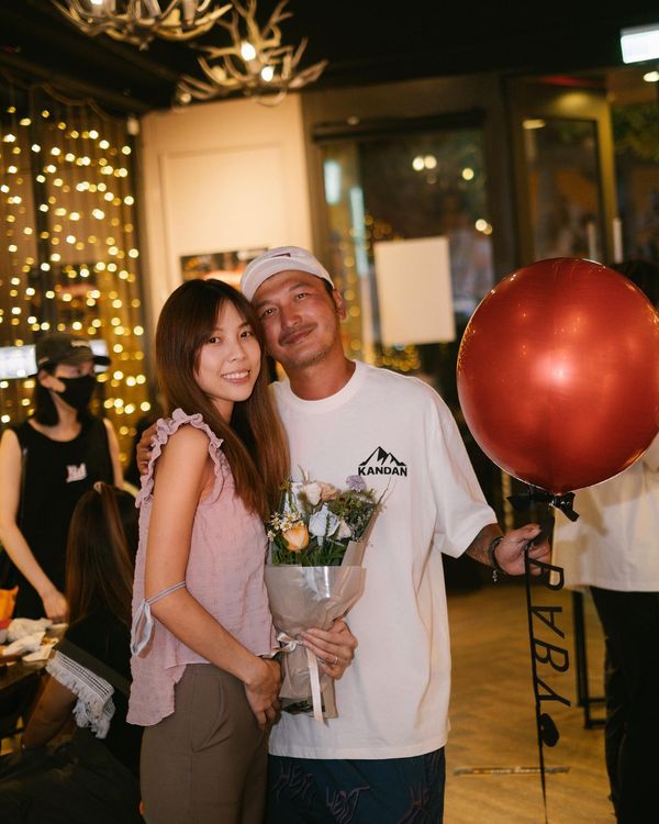 KID（右）今年2月和老婆Rita結婚。翻攝KID臉書