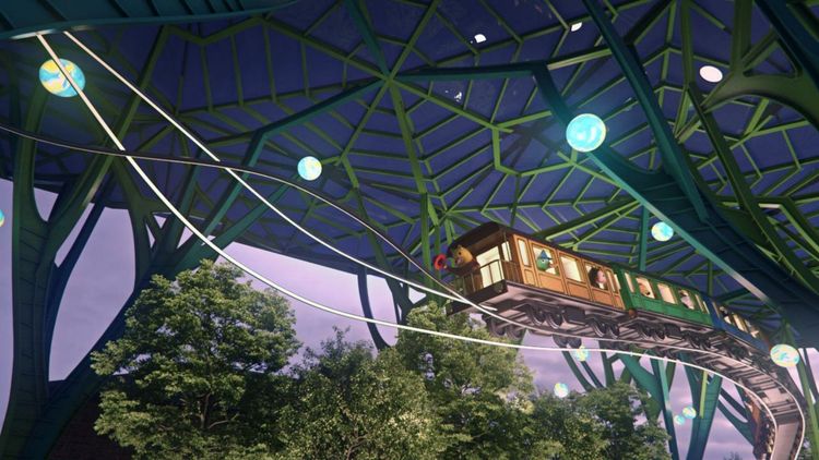 幾米星空飛天小火車升級版將在列車下方加裝燈條，讓列車更加動感。縣府提供