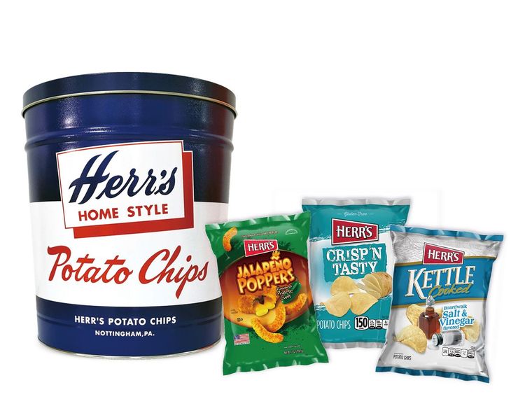 HERR'S油漆桶洋芋片含3種口味、共15包隨手包。