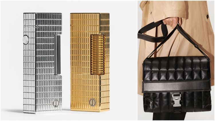 dunhill於1970年代推出的經典Rollagas打火機（左圖），機身刻紋化為全新Rollagas系列皮件包款的設計元素。品牌提供