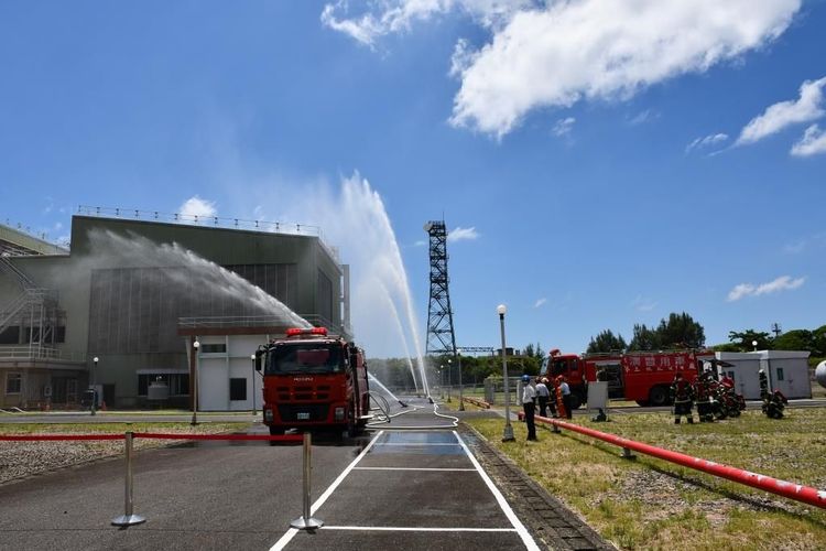 模擬氣渦輪機廠房火災撲滅過程。核三廠提供