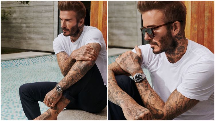 身為帝舵代言人的貝克漢，為了秀出Pelagos 39錶款竭盡心力，擺出各式帥氣pose。品牌提供