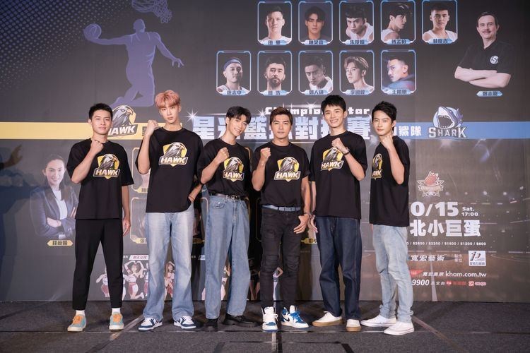 張傑程(左起)、金雲、蔡承祐、賀軍翔、王品澔、張庭瑚是黑鷹隊成員。寬宏藝術提供
