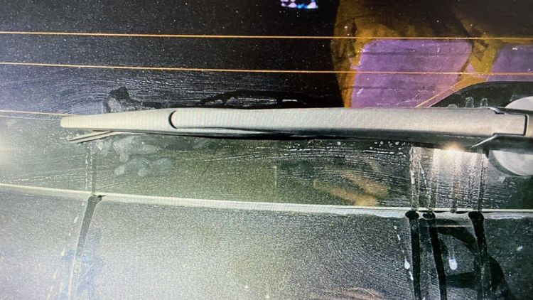 雨刷被黏快乾。讀者提供