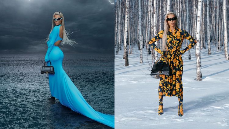 由「豐臀金」金卡達夏領銜出演的BALENCIAGA秋冬形象廣告，以與背景環境有著強烈反差的造型，延續伸展台上氣候變遷的話題。品牌提供