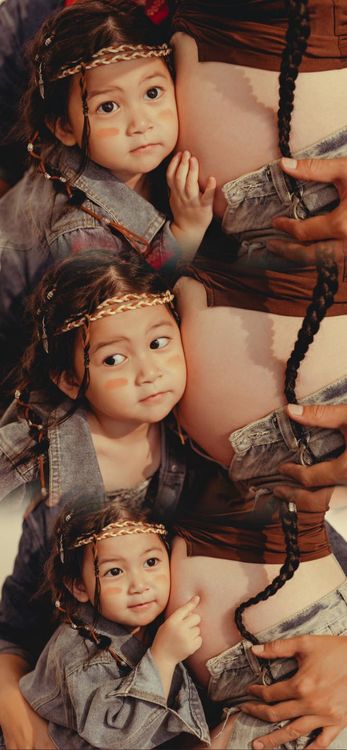 可愛的「米估」貼緊媽媽孕肚。翻攝八珍八戒吃米估臉書