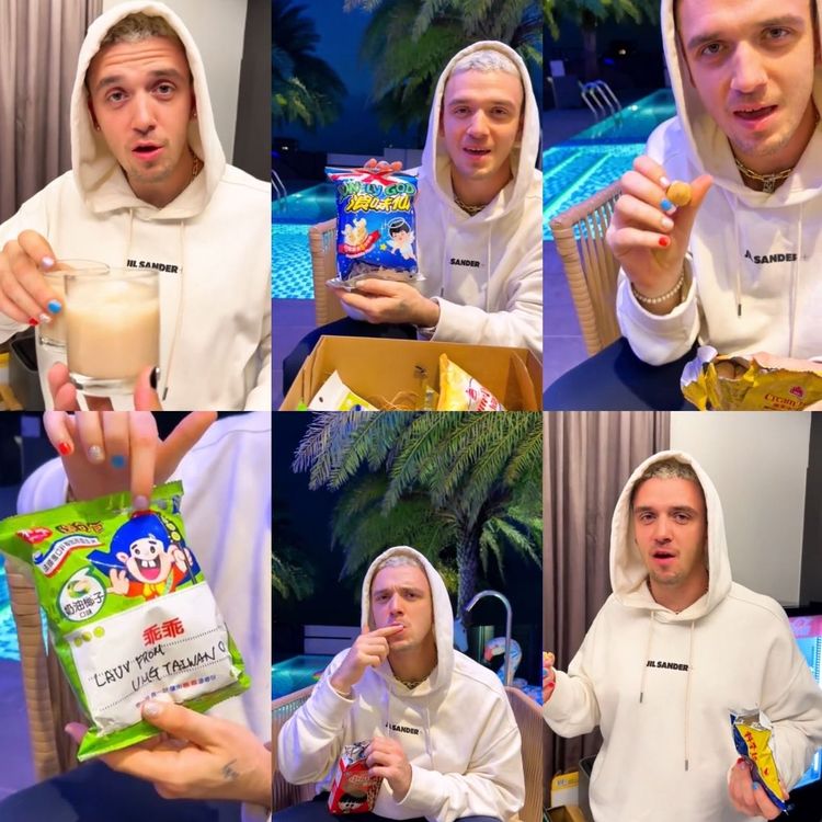 Lauv對台灣零食讚不絕口。翻攝環球音樂 西洋 FB