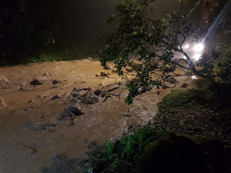 陽金公路「泥流滾滾」畫面曝光！居民疾呼：淹水嚴重，不要再上陽明山。翻攝《莊德明》臉書