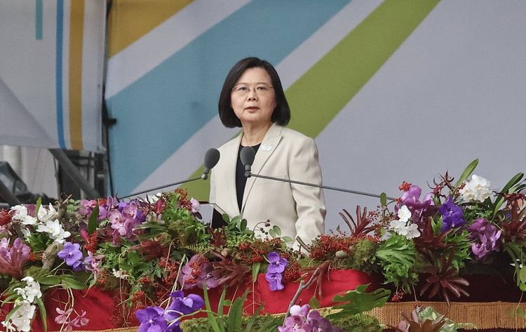 總統蔡英文致詞。鄭孟晃攝