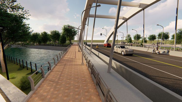 龍德新路東延工程通車後模擬圖。市府提供