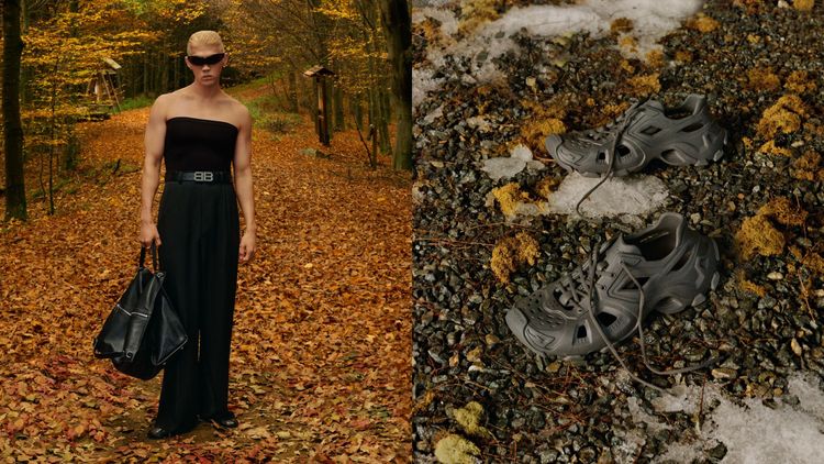 Swing大型皮革提袋（左）9萬9600元、HD繫袋運動鞋2萬900元。品牌提供