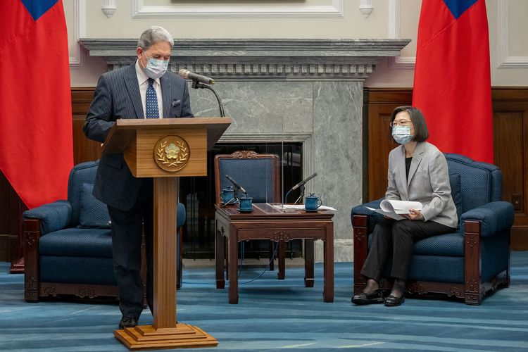 紐西蘭前副總理彼特斯代表全團致詞。總統府提供