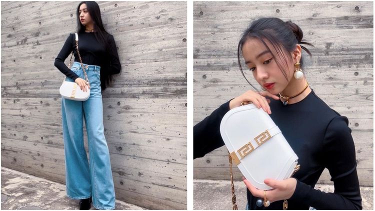 日本年輕女星「Koki」木村光希捧著Greca Goddess包，展現小女孩轉大人的輕熟女神氣息。翻攝koki IG